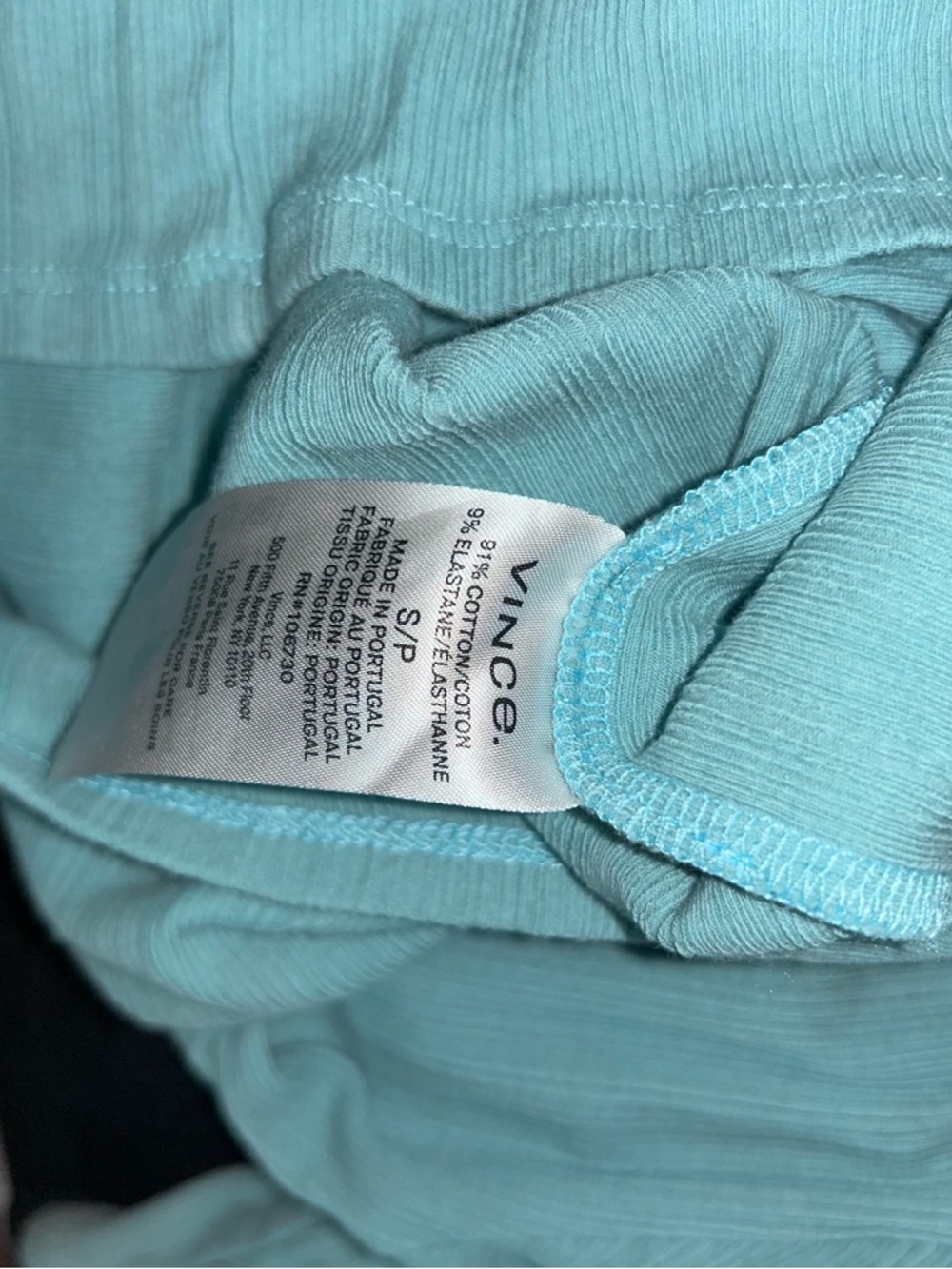 NEW Vince Elbow Sleeve Women’s Ribbed Tee in Light Blue Sz S - Picture 5 of 5